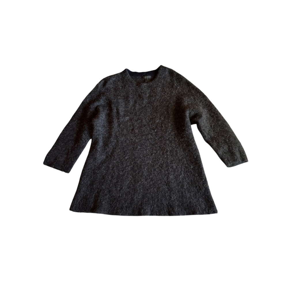 J Crew Fluffy Alpaca Blend Elbow Sleeve Sweater Gray M Relaxed Knit